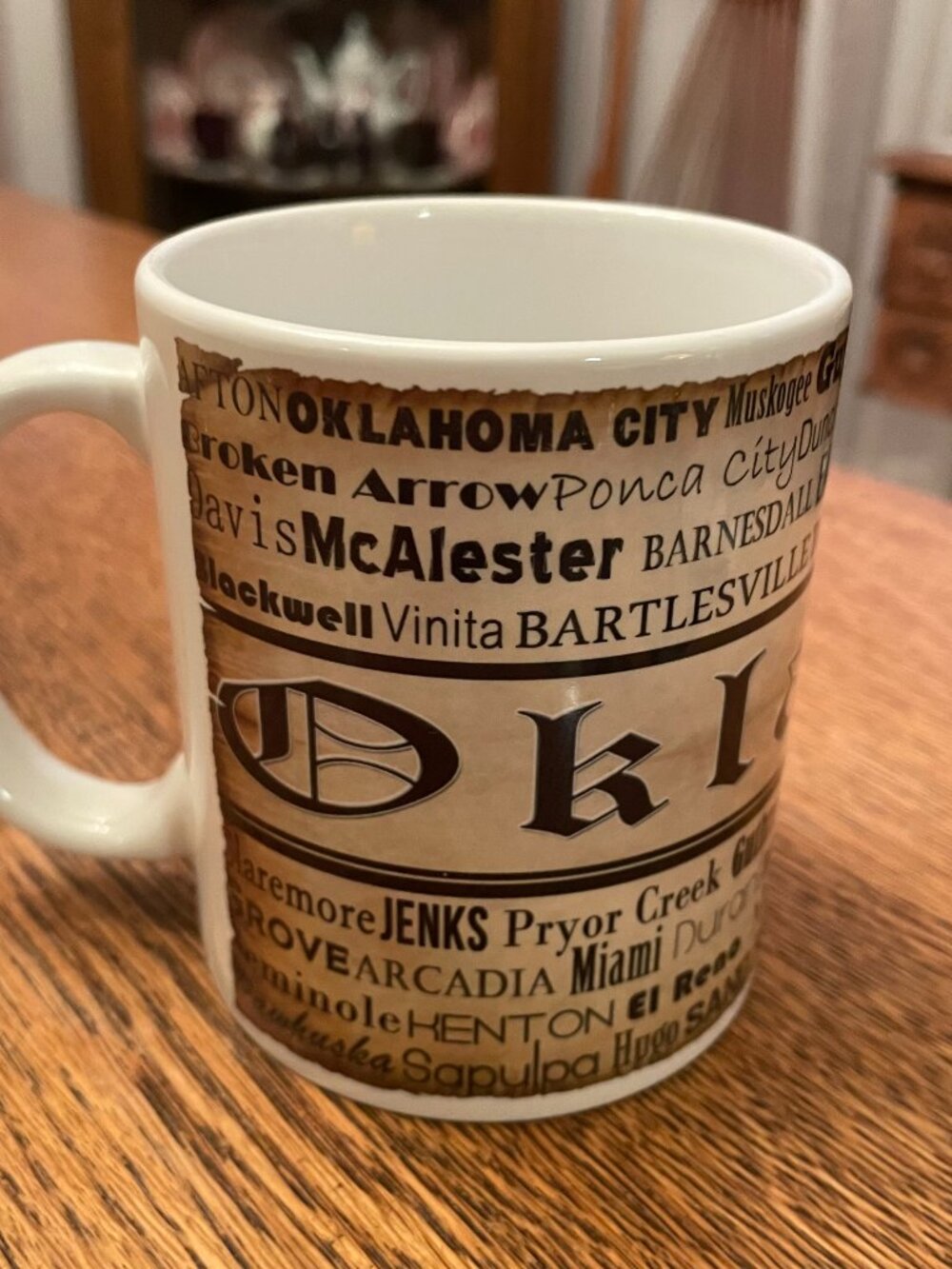Oklahoma Cities Themed Souvenir Coffee Cup Mug 12 ounces